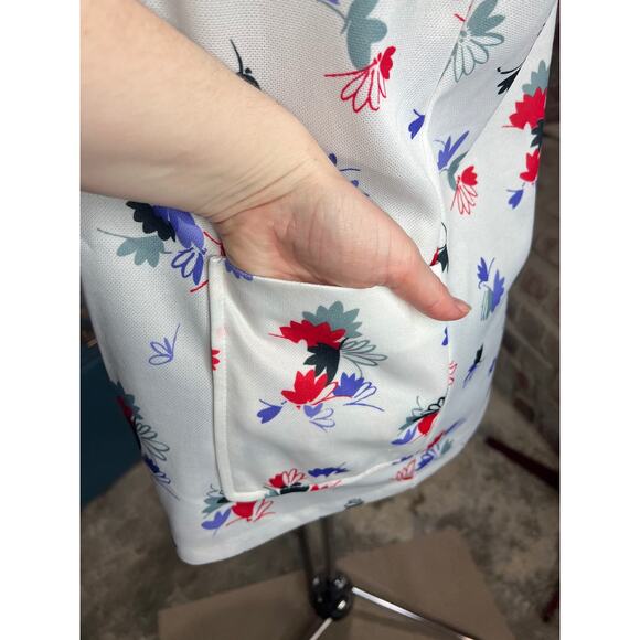 button down shirt 1960’s floral white purple red short sleeve - Picture 8 of 14